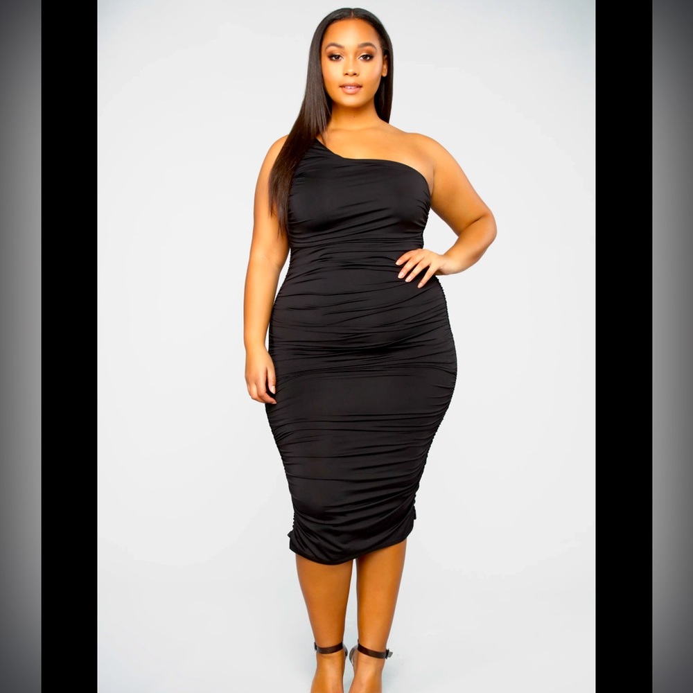 One shoulder midi dress